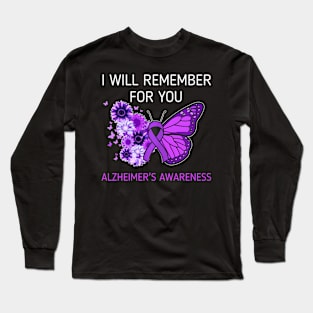 Alzheimer's Awareness I Will you Butterfly Women Long Sleeve T-Shirt